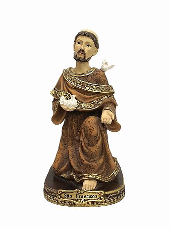 Imagem São Francisco Ajoelhado Resina Importada 30cm