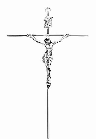 Crucifixo De Parede Metal Prateado 20cm