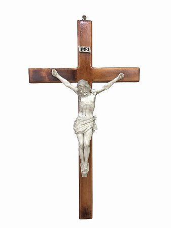 Crucifixo Parede Madeira Cristo Marmore 40Cm