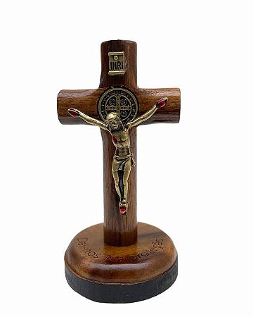 Crucifixo enfeite de mesa madeira 11 cm