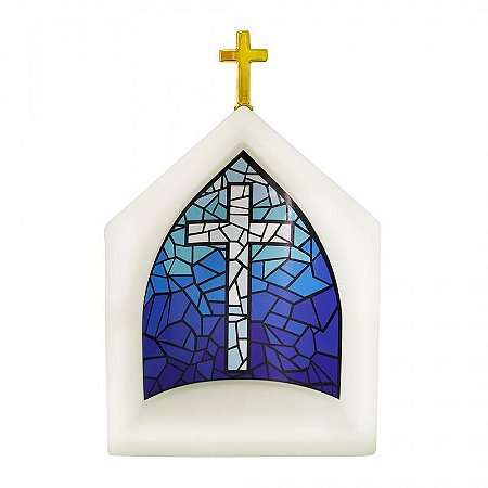 Abajur Luminaria  Capela Cruz Estampada 33cm