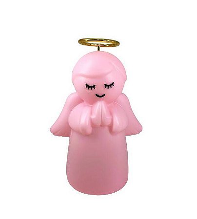 Abajur Anjo da Guarda Rosa Luminaria 23cm