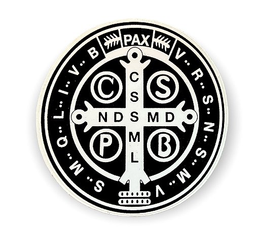 Adesivo Para Carro Medalha São Bento 11cm Preto e Branco M