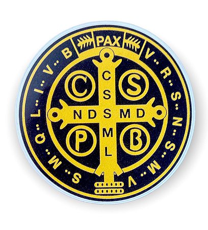 Adesivo Para Carro Medalha São Bento 11cm Preto e Amarelo M