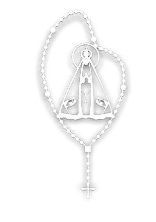 Adesivo Para Carro N Senhora Aparecida Terço Branco 8x4cm