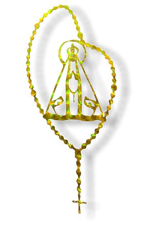 Adesivo Para Carro N Senhora Aparecida Terço Dourado 13x6cm