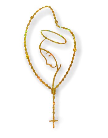 Adesivo P/ Carro N Senhora Do Silencio Terço Dourado 19x9cm