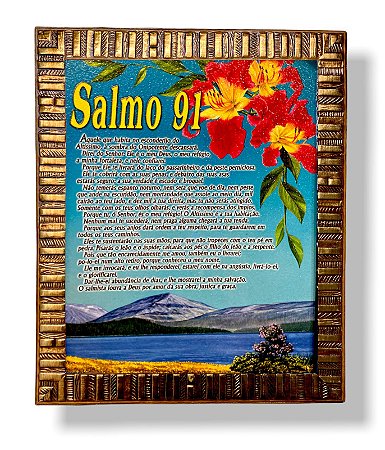 Quadro Salmo 91 Decorativo Parede Resinado 25x30