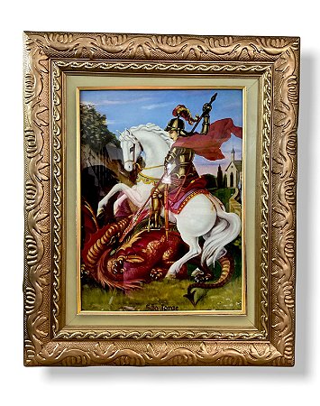 Quadro São Jorge Parede Decorativo Imagem Resinada 57x47