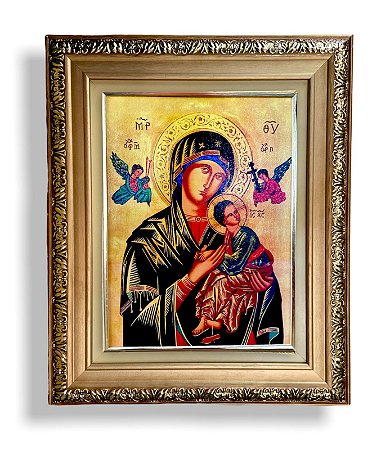 Quadro Perpetuo Socorro Bizantino Parede Decorativo 57x47