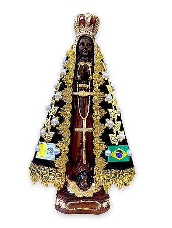Imagem Nossa Senhora Aparecida Com Manto Gesso Premium 20cm