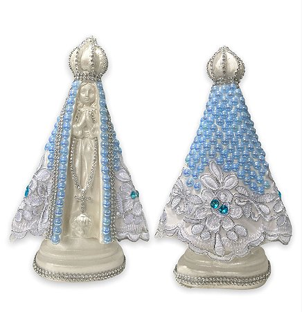 Imagem Nossa Senhora Aparecida Perola Azul Trabalhada 23cm