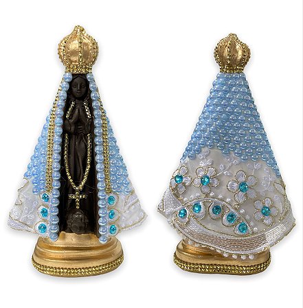 Imagem Nossa Senhora Aparecida Perola Azul Trabalhada 23cm