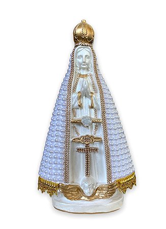 Imagem Nossa Senhora Aparecida Perola Gesso Premium 30cm