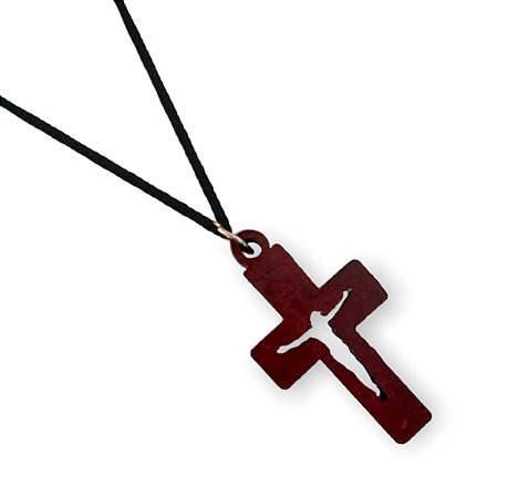12 Cordoes Pescoço com Cruz Madeira e Jesus Vazado