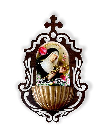 Pia Para Água Benta Santa Rita De Cassia Resinada 16cm