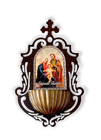 Pia Para Água Benta Sagrada Familia Resinada de Parede16cm