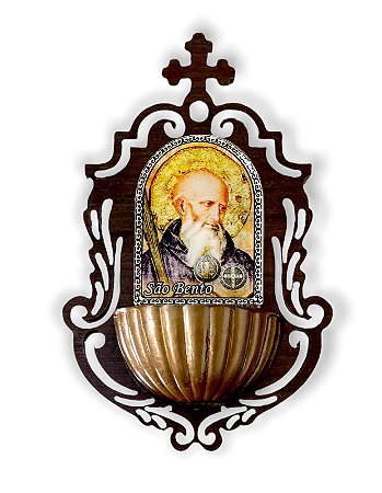 Pia Para Água Benta São Bento Madeira Resinada de Parede16cm