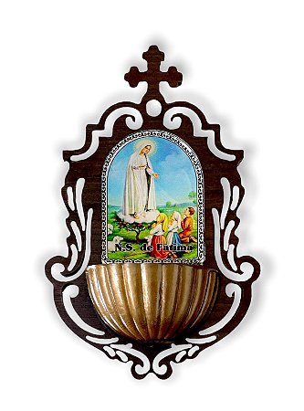 Pia Para Água Benta Nossa Senhora De Fatima Resinada 16cm