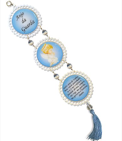 Enfeite De Porta Anjo Da Guarda Adorno Decorativo Azul