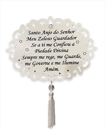 Oração Santo Anjo Do Senhor Enfeite De Porta Adorno Branco