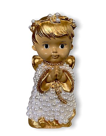 Imagem Anjo Da Guarda Infantil Perola Enfeite Batizado 17cm