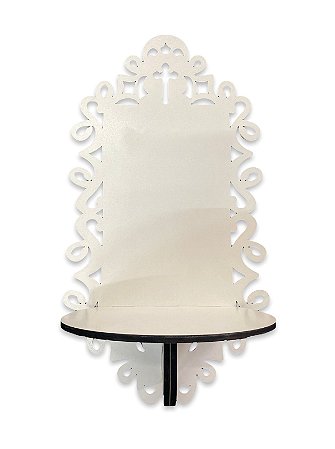 Suporte Oratorio Para Imagem De 30cm Trabalhado Branco GG