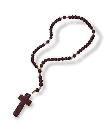 Terço De Mão Madeira Mogno Cruz Lisa 22cm