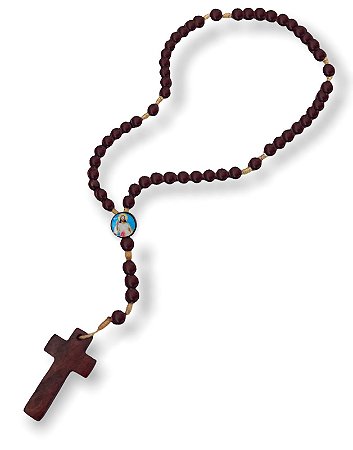 12 Terços Jesus Misericordioso De Madeira Mogno Cruz 37cm