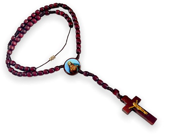 12 Terços Sagrado Coração De Jesus De Pescoço Madeira 37cm