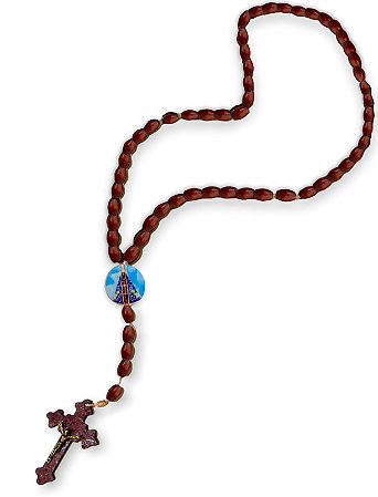 12 Terços Nossa Senhora Aparecida Madeira Mogno 44cm