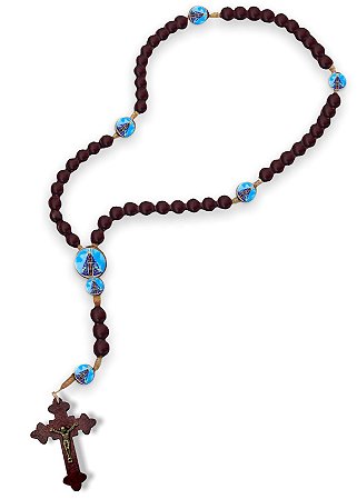 12 Terços De Nossa Senhora Aparecida Madeira Medalhas 35cm