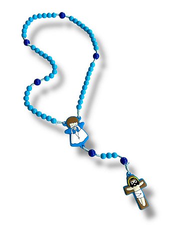 Terço Infantil Anjo Da Guarda Azul