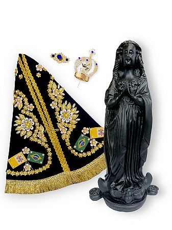 Imagem N Senhora Aparecida Facsimile Gesso 30cm Completa