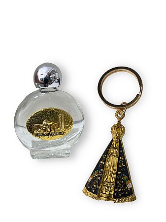 Porta Agua Benta Com Chaveiro NS Aparecida Dourado Lembranca