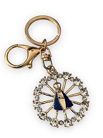 Chaveiro Nossa Senhora Aparecida Raiado Strass Resplendor