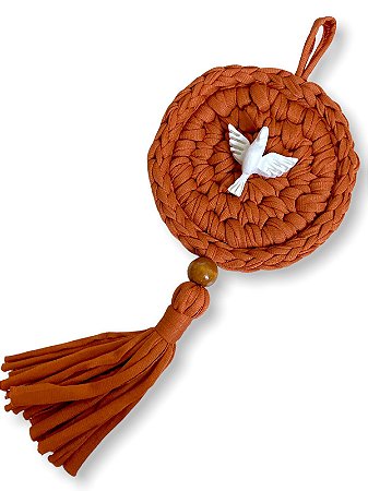 Enfeite De Porta Croche Divino Espirito Santo Laranja pastel
