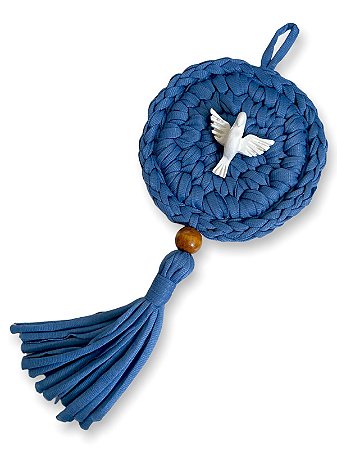 Enfeite De Porta Croche Divino Espirito Santo Azul Pastel