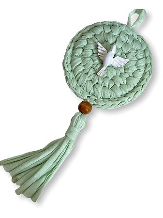 Enfeite De Porta Croche Divino Espirito Santo Verde Pastel
