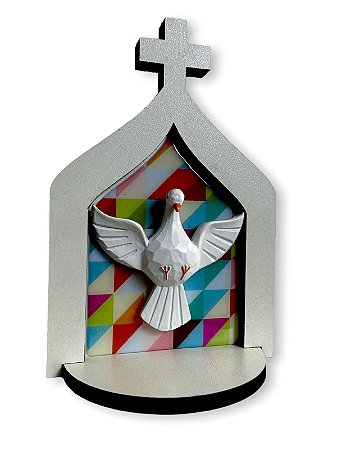 Capela Divino Espirito Santo Madeira Mdf Resinada Azul 17cm