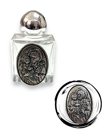 Porta Agua benta São Jose Menino Jesus Suporte Vidrinho 10ml