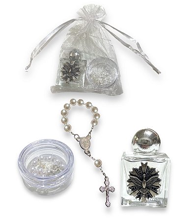 Kit Divino Espirito Santo Terço Dezena e Porta Agua Benta