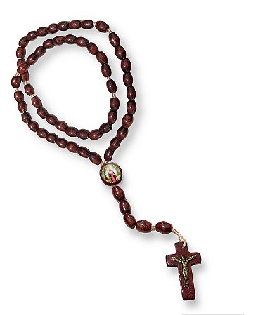 Terço De Pescoço Nossa Senhora Das Lagrimas Madeira 46cm