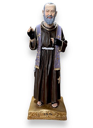 Imagem Sao Padre Pio Resina Nobre 30cm