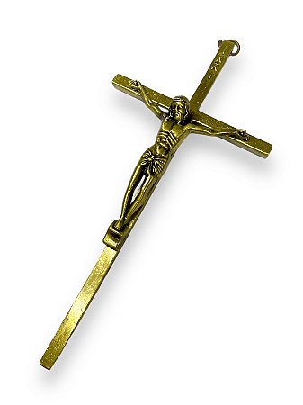 Cruz Crucifixo De Parede Metal Ouro Velho 14cm