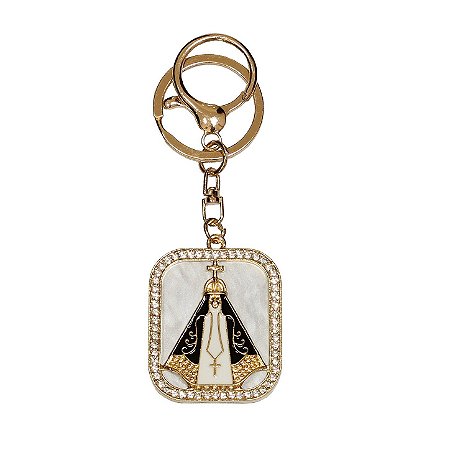 Chaveiro Nossa Senhora Aparecida Quadrado Dourado