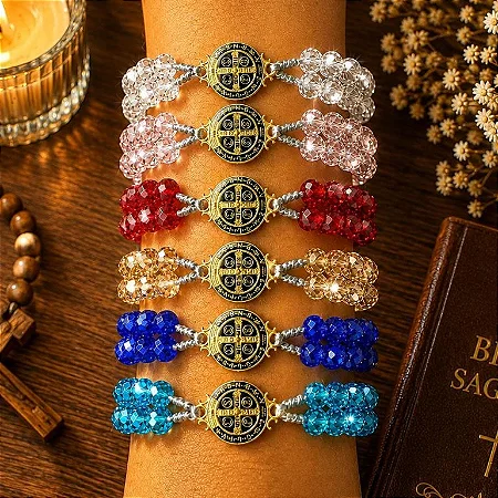 Pulseira Terço Cristal São Bento 12 Unidades