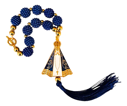 Terço Retrovisor Nossa Senhora Aparecida Azul