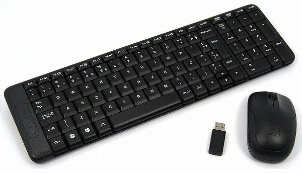 Kit Teclado e Mouse Logitech MK220 Sem Fio USB ABNT2 Preto