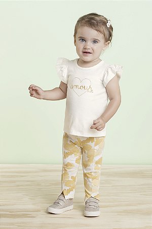 CONJUNTO BATA OFF E LEGGING AMARELO